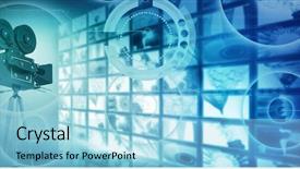  Presentation with interface - PPT layouts featuring movie themes - interface against composite image background and a arctic colored foreground