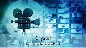  Presentation with digital image - Theme featuring movie themes - interface against digital image background and a light blue colored foreground