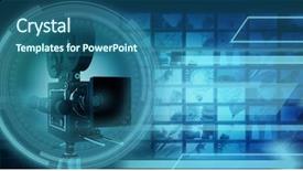  Presentation with interface - PPT layouts with movie themes - interface against digitally generated image background and a ocean colored foreground