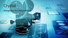  Presentation with triangle - PPT layouts consisting of movie themes - triangle design against image background and a light blue colored foreground