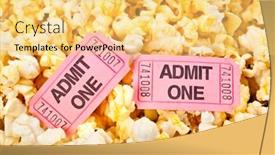  Presentation with popcorn - Slides with movie-tickets-in-a-pool background and a yellow colored foreground