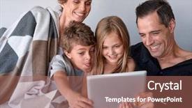  Presentation with happy korean kids - Presentation design consisting of movie times - happy caucasian family with two background and a coral colored foreground