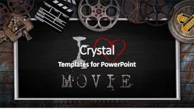  Presentation with vintage movie - Colorful PPT theme enhanced with movie tools top view free backdrop and a dark gray colored foreground