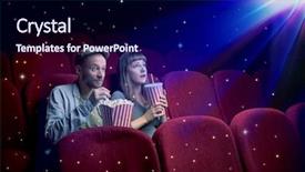  Presentation with movie - Presentation theme with movie with little sparkling star background and a navy blue colored foreground