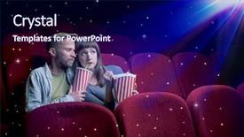  Presentation with movie theater loving couple - Cool new slides with movie with little sparkling star backdrop and a navy blue colored foreground