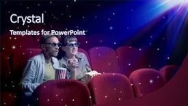  Presentation with movie theater loving couple - Theme with movie with little sparkling star background and a navy blue colored foreground
