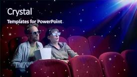  Presentation with movie theater loving couple - PPT theme featuring movie with little sparkling star background and a navy blue colored foreground
