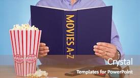  Presentation with movies - Cool new PPT theme with movies a-z book backdrop and a coral colored foreground