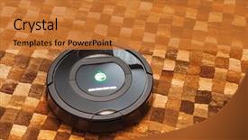  Presentation with robotic - Beautiful theme featuring robotic vacuum cleaner on carpet backdrop and a  colored foreground