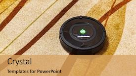 Presentation with robotic - Slides having robotic vacuum cleaner on carpet background and a  colored foreground