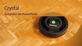  Presentation with robotic - Slide set featuring robotic vacuum cleaner on parquet background and a  colored foreground
