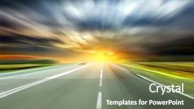  Presentation with asphalt road - PPT theme consisting of moving ahead - empty asphalt blurry road background and a gray colored foreground