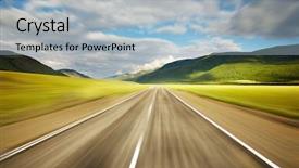 Presentation with empty road motion blur - Cool new slides with moving ahead - empty road with motion blur backdrop and a  colored foreground