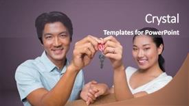  Presentation with key - Slide set with moving animation - couple holding key in front background and a gray colored foreground