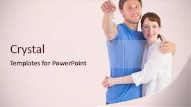  Presentation with brand key - Colorful PPT theme enhanced with moving animation - couple holding key in front backdrop and a lemonade colored foreground