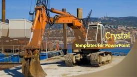  Presentation with moving sea - Beautiful PPT theme featuring moving back grounds - excavator working in a industrial backdrop and a  colored foreground