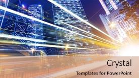  Presentation with hongkong - Slide set with moving background - hongkong urban traffic light trails background and a coral colored foreground