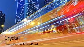  Presentation with city night - Slides enhanced with moving background - modern city at night background and a gold colored foreground