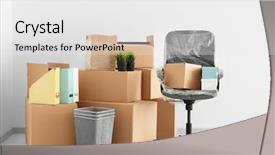  Presentation with office room - Beautiful presentation theme featuring moving background - office move concept carton boxes backdrop and a white colored foreground
