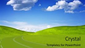  Presentation with moving - Colorful PPT layouts enhanced with moving background - road backdrop and a gold colored foreground