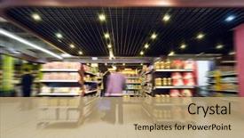  Presentation with supermarket - Presentation theme having moving background - shopping at the supermarket background and a coral colored foreground