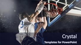  Presentation with basketball players - Colorful PPT layouts enhanced with moving background - two basketball players in action backdrop and a wine colored foreground