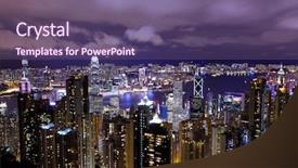  Presentation with hong kon - Colorful slide set enhanced with moving background business - hong kong night backdrop and a  colored foreground