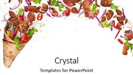  Presentation with kebab - Amazing slide set having moving background food - turkish kebab yufka with flying backdrop and a white colored foreground