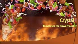  Presentation with kebab - Presentation design consisting of moving background food - turkish kebab yufka with flying background and a tawny brown colored foreground
