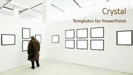  Presentation with geometry - Presentation consisting of moving background geometry - people silhouettes in the museum background and a sky blue colored foreground