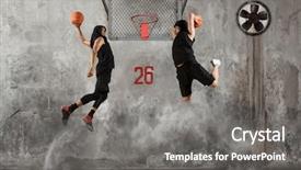  Presentation with basketball players - Cool new slides with moving background jail - two street basketball players backdrop and a gray colored foreground
