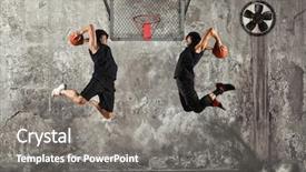  Presentation with basketball players - Amazing PPT layouts having moving background jail - two street basketball players backdrop and a gray colored foreground