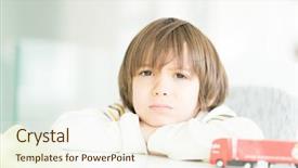  Presentation with name - Theme consisting of moving background preschhol - boy playing with no name background and a cream colored foreground