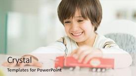  Presentation with name - Audience pleasing slide deck consisting of moving background preschhol - boy playing with no name backdrop and a lemonade colored foreground