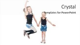  Presentation with two cute sisters playing - Colorful slide deck enhanced with moving background preschhol - two cute little sisters playing backdrop and a  colored foreground