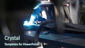  Presentation with welder worker welding and cutting - Cool new slide deck with moving background science technology - welder backdrop and a  colored foreground