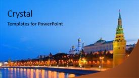  Presentation with city night - Presentation with moving background stars - night city moscow background and a light blue colored foreground