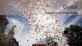  Presentation with carnival - Presentation theme featuring moving balloons - confetti falling during a festival background and a coral colored foreground