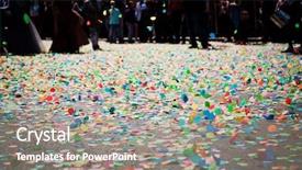  Presentation with festival - Presentation featuring moving balloons - confetti falling during a festival background and a gray colored foreground