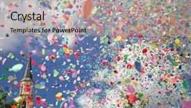  Presentation with festival - Cool new presentation theme with moving balloons - confetti falling during a festival backdrop and a mint green colored foreground