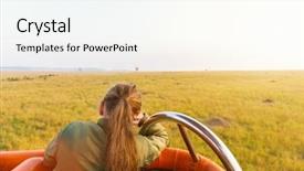  Presentation with flight - PPT layouts having moving balloons - little girl enjoying early morning background and a sky blue colored foreground