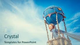  Presentation with balloon - Amazing PPT layouts having moving balloons - smiling boy in a balloon backdrop and a soft green colored foreground