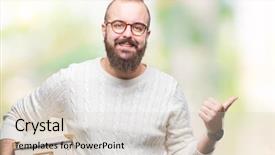  Presentation with young man wearing a hat - PPT theme having moving box over isolated background background and a soft green colored foreground