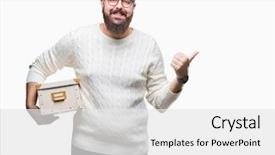  Presentation with elegant man in glasses optics - Cool new presentation theme with moving box over isolated background backdrop and a white colored foreground
