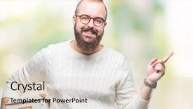  Presentation with young man wearing a hat - Cool new slide deck with moving box over isolated background backdrop and a lemonade colored foreground