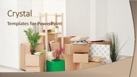  Presentation with boxes light - PPT theme consisting of moving boxes in light room background and a sky blue colored foreground