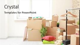  Presentation with boxes light - Beautiful slide deck featuring moving boxes in light room backdrop and a white colored foreground