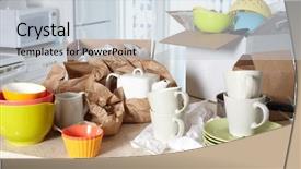  Presentation with veterans forces moving house american - Slides enhanced with moving boxes in new house background and a  colored foreground