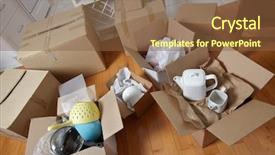  Presentation with boxes - Presentation design with moving boxes in new house background and a tawny brown colored foreground