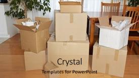  Presentation with moving - Colorful presentation design enhanced with moving boxes in new house backdrop and a  colored foreground